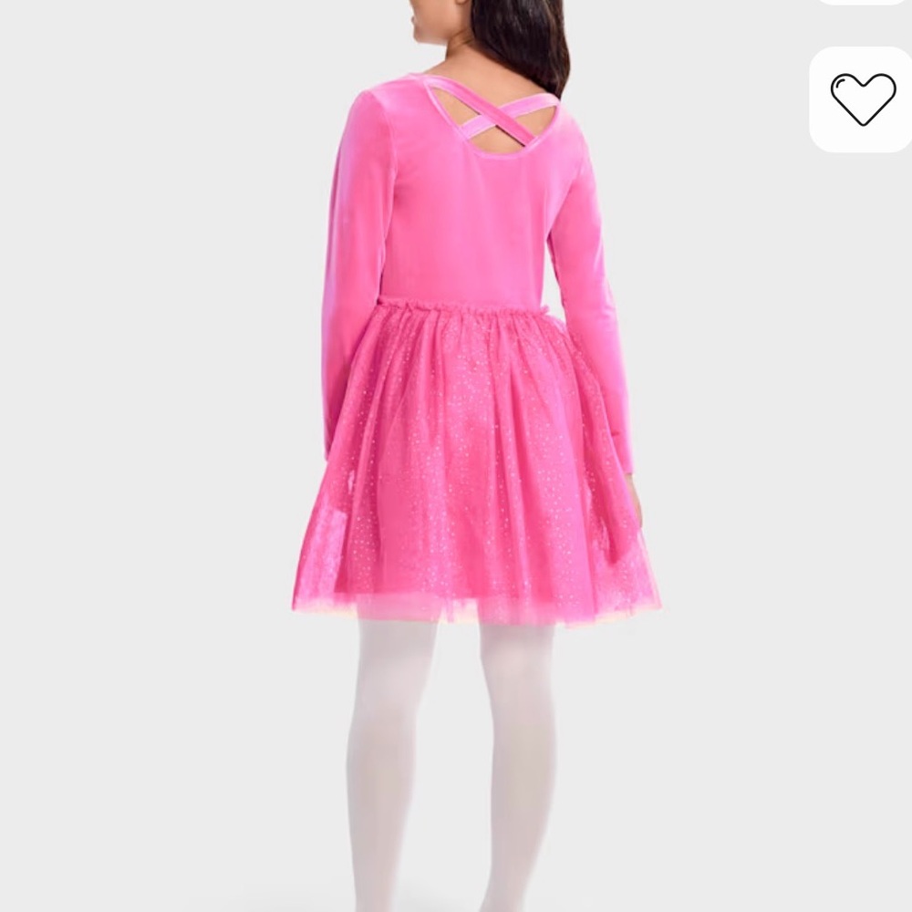Hot Pink Long-Sleeve Velvet and Tulle Tutu Girl’s Dress, size M (7-8)